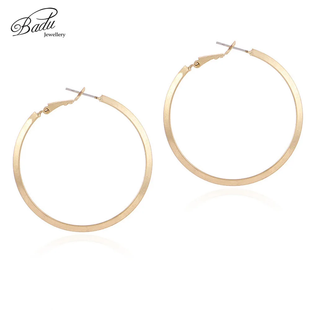 

Badu Gold Hoop Earring Big Round Circle Exaggerated Punk Earrings for Women Vintage Fashion Jewelry Wholesale