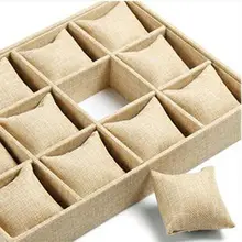 Бежевый льняной дисплей ювелирных изделий Маленькая подушка Подходит для браслета и часов дисплей ювелирных изделий лучшее качество