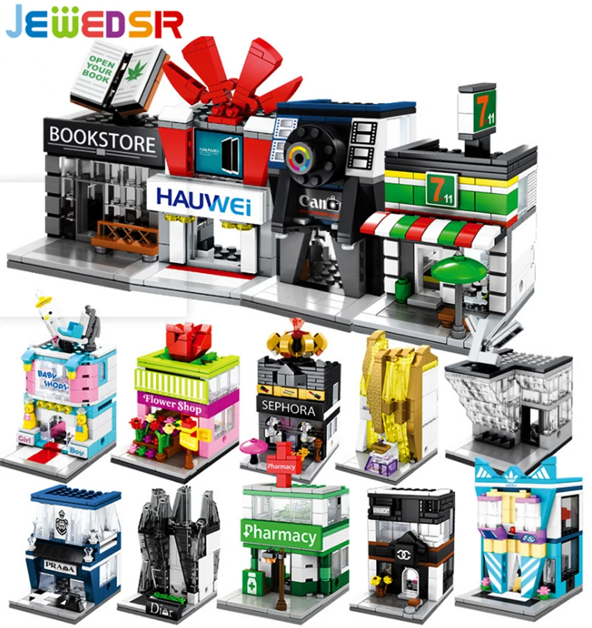 

Jewedsr Mini StreetView legoBuilding Blocks -Small Particles Men Women Children's early Educational Parent-child interactionToys