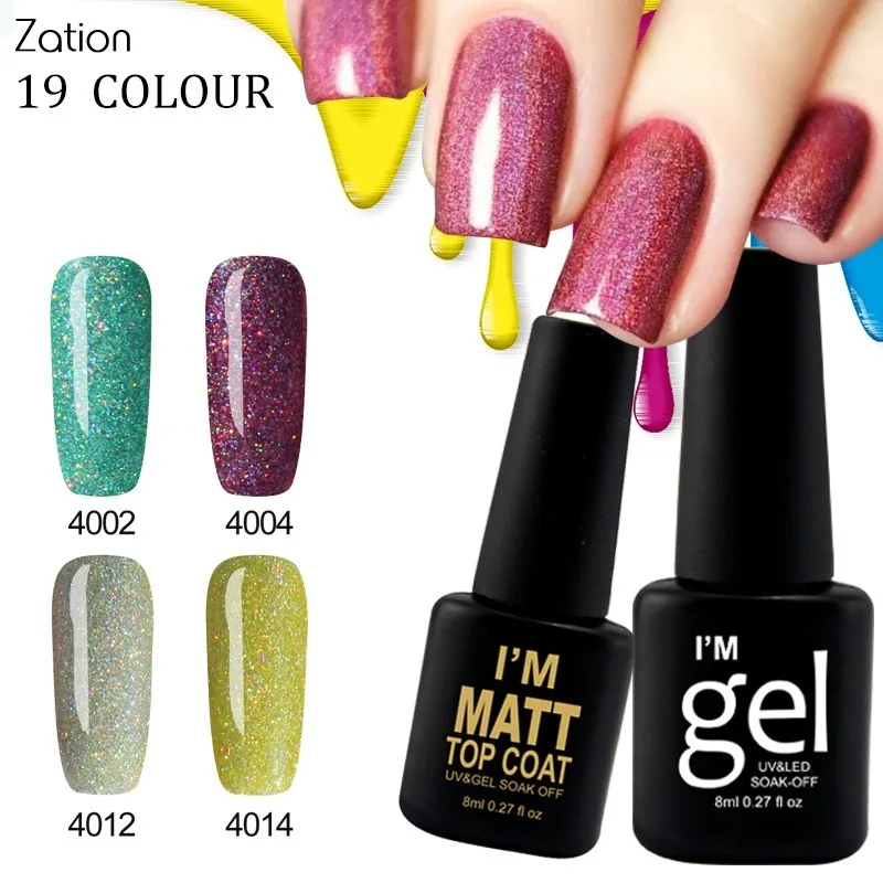 

Zation 19 Color Semi Permanent Lacquer Shilak Soak Off Gel Varnish Hybrid Nail Lucky Gel Polish Neon Glitter UV Gel Nail Polish