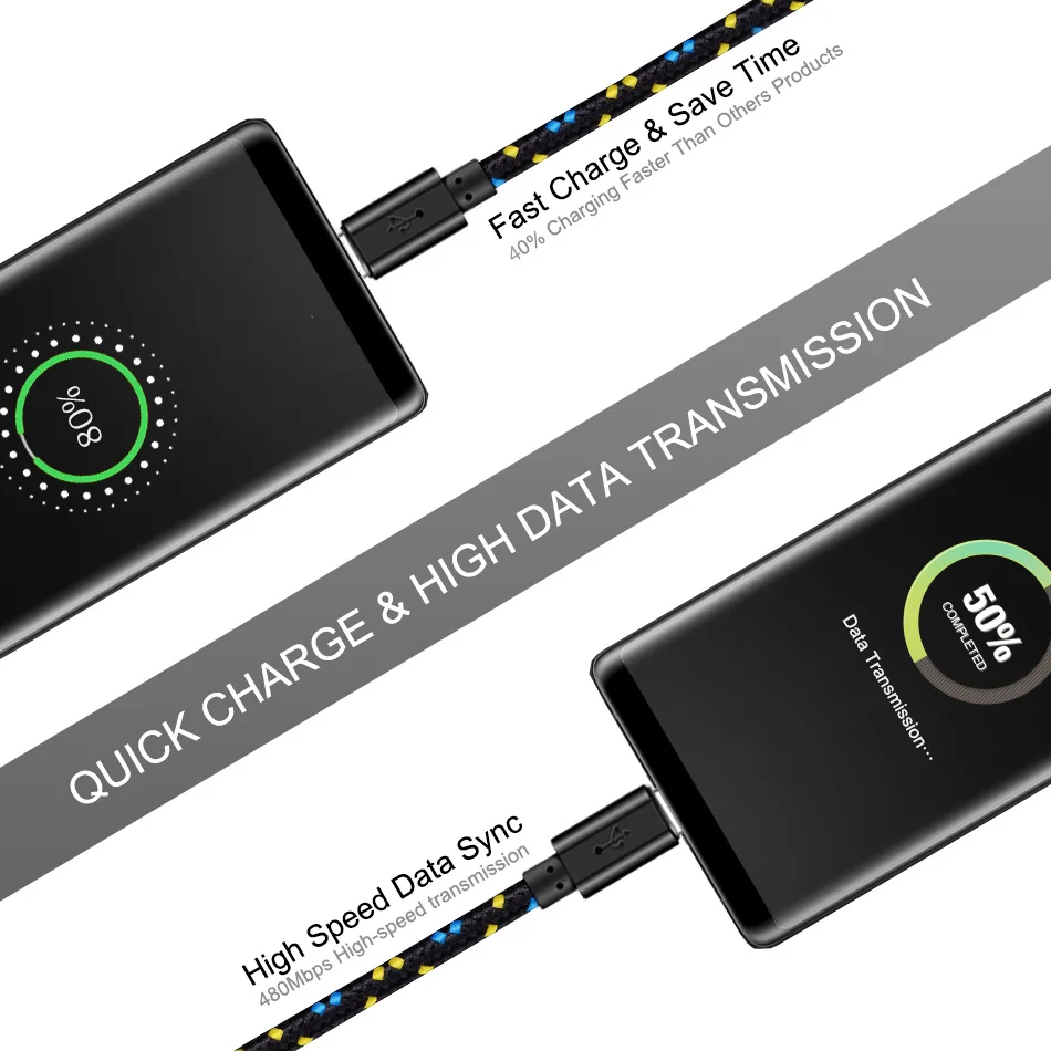 أولاف 1 m 2 m 3 m USB نوع C كابل ل xiaomi redmi note 7 USB-C الهاتف المحمول سريع شحن نوع -C كابل لسامسونج غالاكسي S9 S8