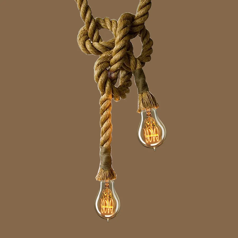 

Vintage Rope Pendant Light Lamp Loft Creative Personality Industrial Retro Lamp Edison Bulb American Style For Living Room