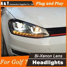 Car Styling Head Lamp for VW Golf 7 Headlights Golf MK7 LED Headlight Projector GTI H7 Hid Option Angel Eye Bi Xenon Beam
