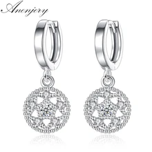 ANENJERY – boucles d'oreilles ajourées en argent Sterling 925 et Zircon pour femmes, bijoux en fleur de lotus, tendance, S-E583