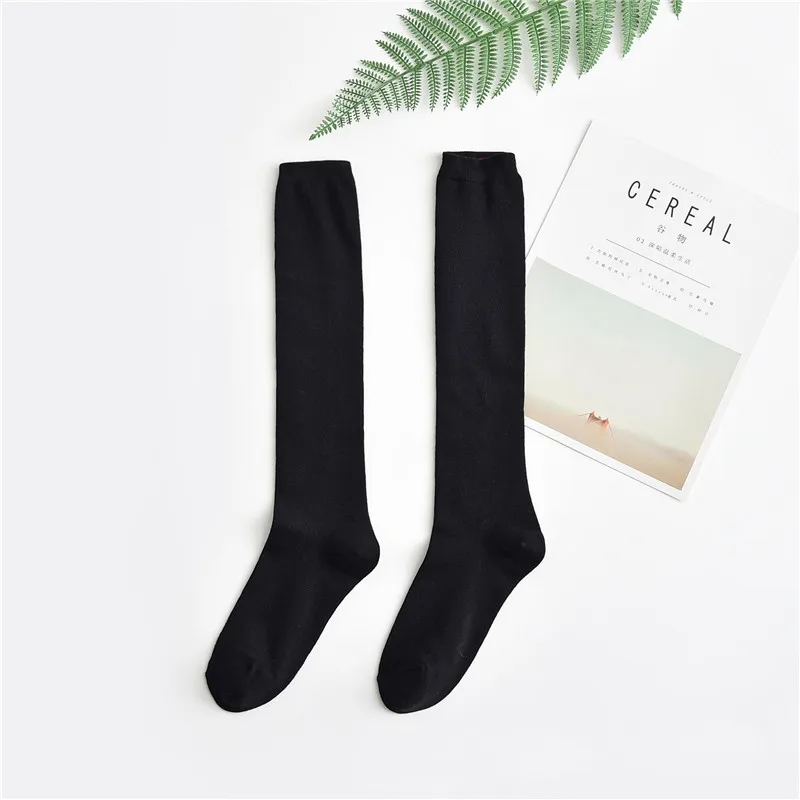 Японские Школьные носки для девочек модные 3 полосы JK Школьные Аксессуары для униформы подростков выше колена высокие обтягивающие носки под форму черные