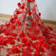 Последняя французская кружевная юбка качели, красная Тяжелая вышивка кружевная ткань с 3d цветами супер нежная ткань