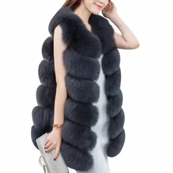 

Laipelar 2019 Winter Faux Fur Vest Luxury Sleeveless Fur Coat Vest Fake Fur Jackets Ladies Fur Long Vest Femme Plus Size 3XL