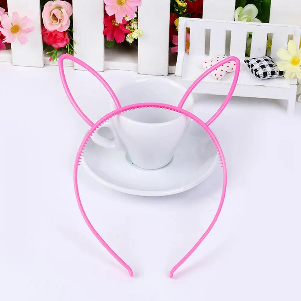 Rabbit ear F M MISM 1 шт., ободки с кошачьими ушками для девочек, корона, тиара, принцесса, с пластиковым животным, лента для волос, Бабочка, бант, аксессуары, головные уборы для девочек - Цвет: Rabbit ear F