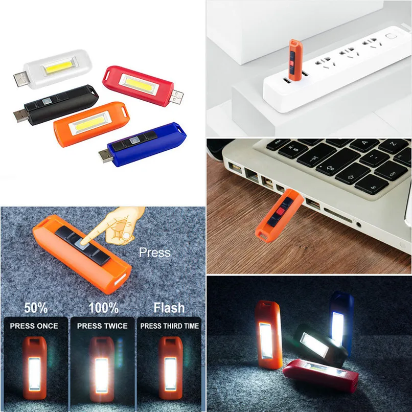 10PCS Portable mini flashlight key chain USB rechargeable lamp outdoor | Освещение