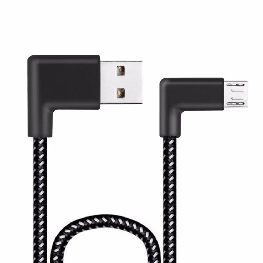 

A095 Connect The Micro Usb Cable To Charge 90 -degree To The Right Angle Of The Black Nylon Braid Synchronization Data S