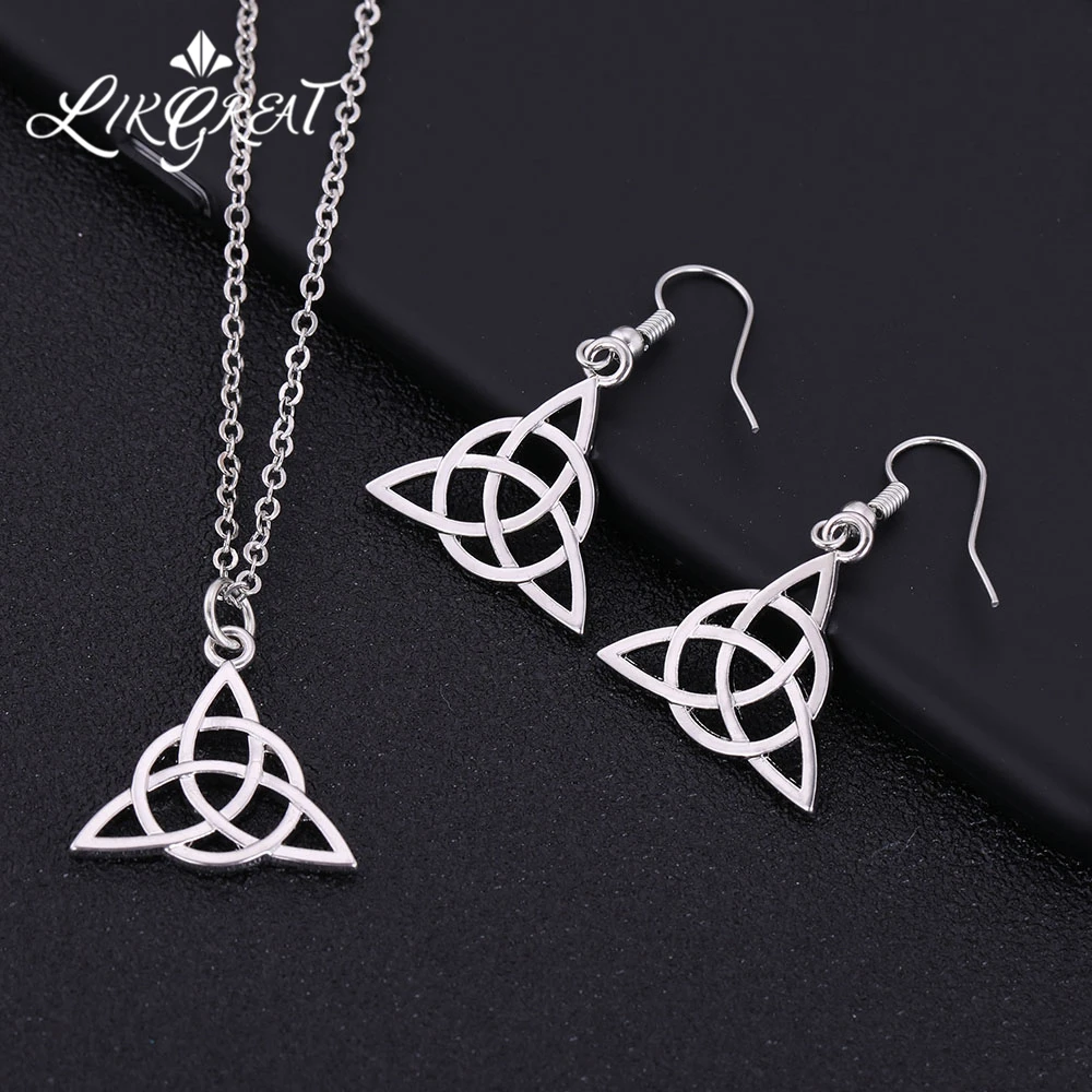 LIKGREAT ювелирные изделия Wicca Наборы Серебряный цвет висячие серьги ирландский