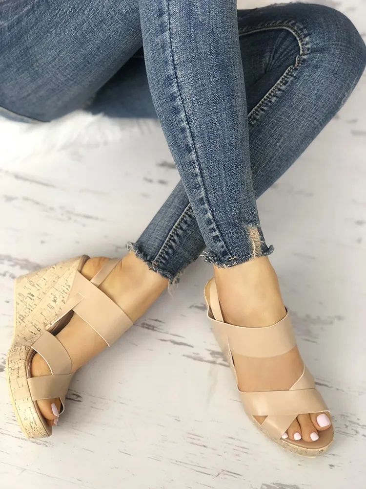 

LAPOLAKA fashion Bandage Peep-toe Wedge Sandals high heels 2019 leisure platform walking date summer Women's shoes woman