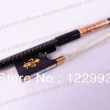 Скрипки лук плед углеродного Волокно круглый придерживаться Золотой Строка Ebony Лягушка 4/4#7