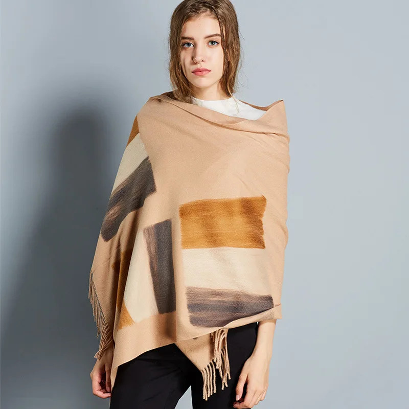 2018 Autumn And Winter Ladies High End Design Shawl Thick Cashmere
