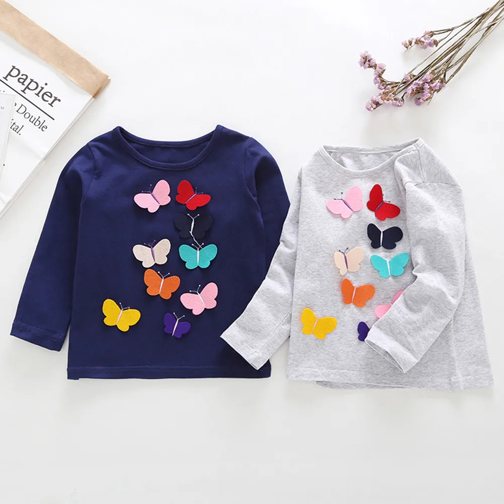 

Toddler Stylish fashion design Baby Kids Girls Bow Long Sleeve Butterfly Applique Tops Outfits Clothes clothes