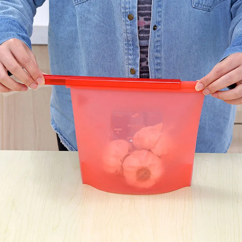 

1000ML Reusable Silicone Vacuum Zip Lock Food Sealed Bag Fruit Food Storage Bag Refrigerator Food Freezer Bags