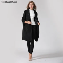 2017 Women Winter Coat Fashion Casual Butterfly Embroidery Woolen Polyester Jacket Winter Coats Long Outerwear for Women