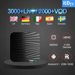 Ip ТВ Италия Android 8,1 T95X2 ТВ коробка 2 Гб 16 Гб S905X2 с 1 год IUD ТВ код арабский немецкий Великобритания Испания Швеция Греция Ip tv подписка