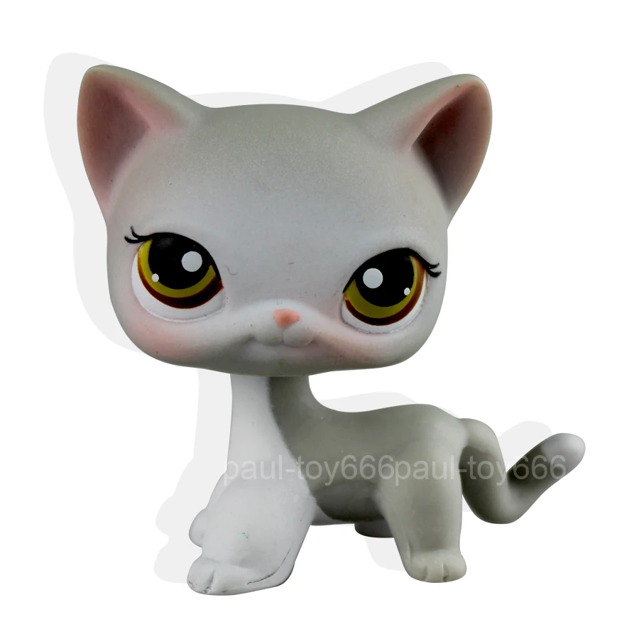 New 138 Rare Littlest Pet Short Hair Grey White Cat Kitten LPS Animal