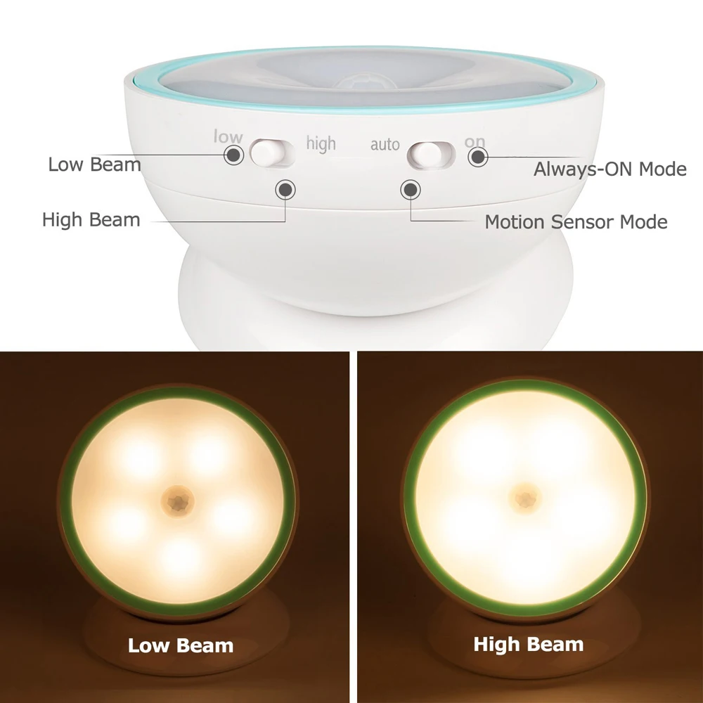 Перезаряжаемый/AAA USB светодиодный ночник с датчиком движения, вращающийся на 360 градусов, туалет, туалет, кухня, спальня, шкаф, настенный портативный светильник для чтения