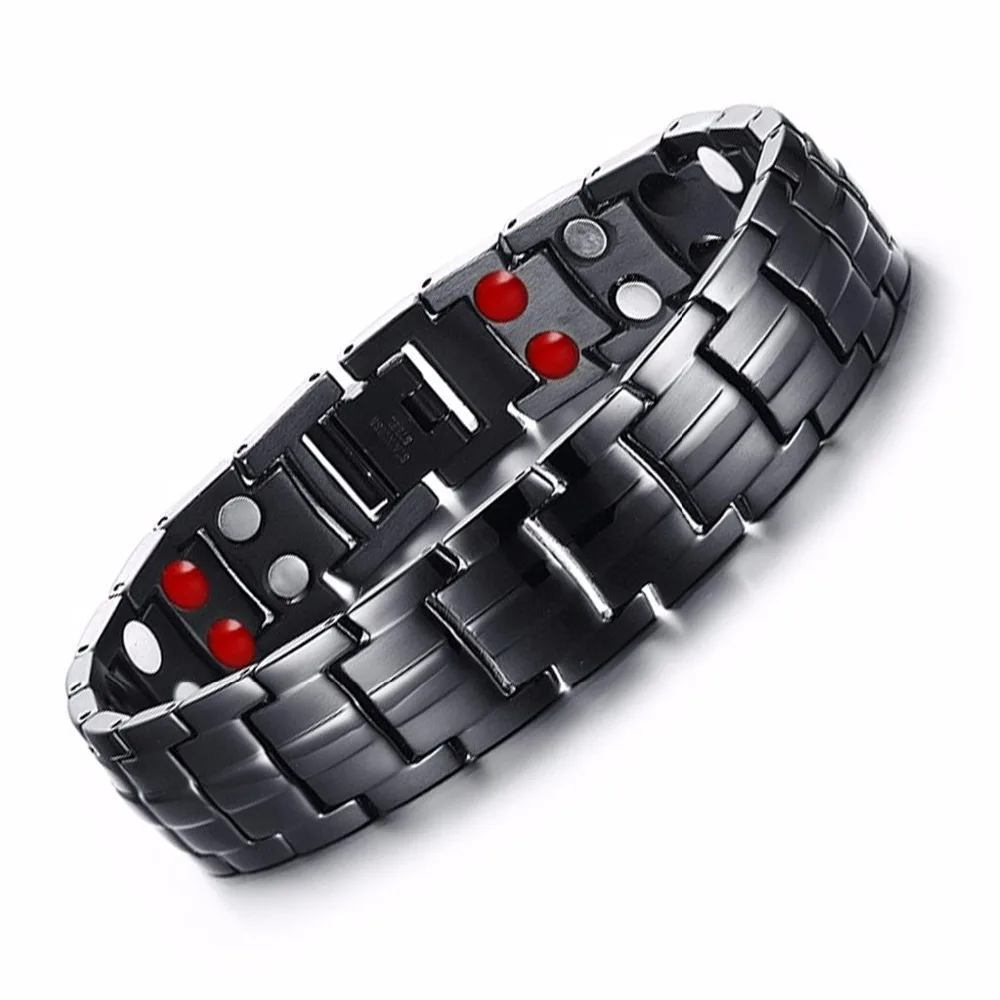 

Drop-Shipping Punk Healthy Energy Bracelet Black Chain Link Bracelets Jewelry Stainless Steel Magnet Bracelets for Men Jewelry