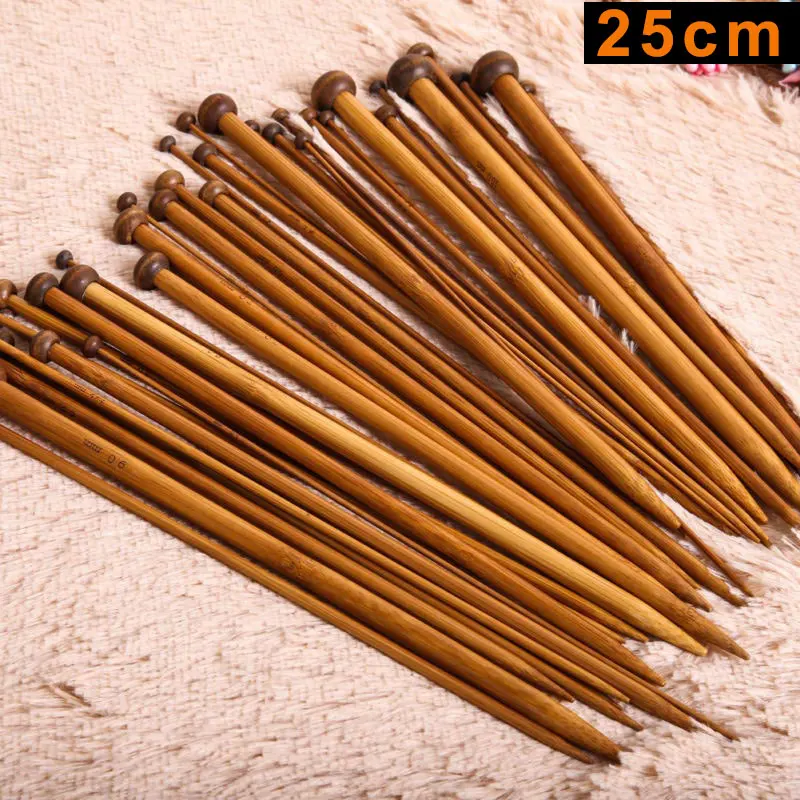 36 шт. 18 размеров одиночный острый карбонизированный бамбук Спицы для вязания ремесло застежки для вязания комплект MYDING - Цвет: 25cm