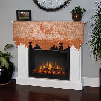 

Party DIY Decorations Pumpkin Lace Fireplace Cloth Pumpkin Maple Leaf Orange Spice Fall Thanksgiving Suitable For Home Nov7