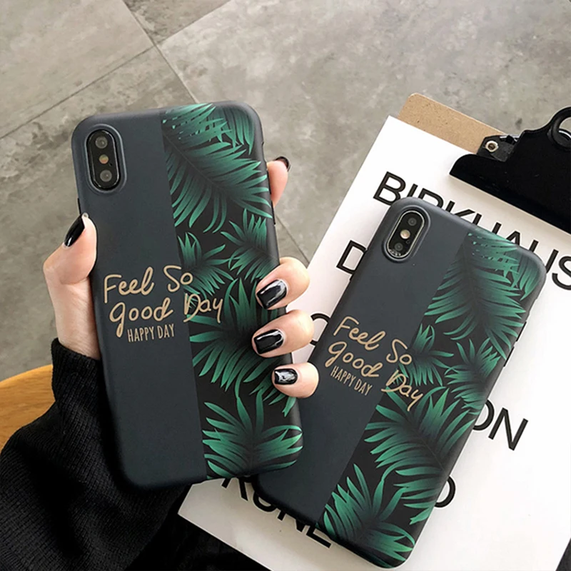 

LOVECOM Retro Banana Leaf Splice Phone Case For iPhone XR XS Max 6 6S 7 8 Plus X Soft IMD Full Body Phone Back Cover Shell Gifts