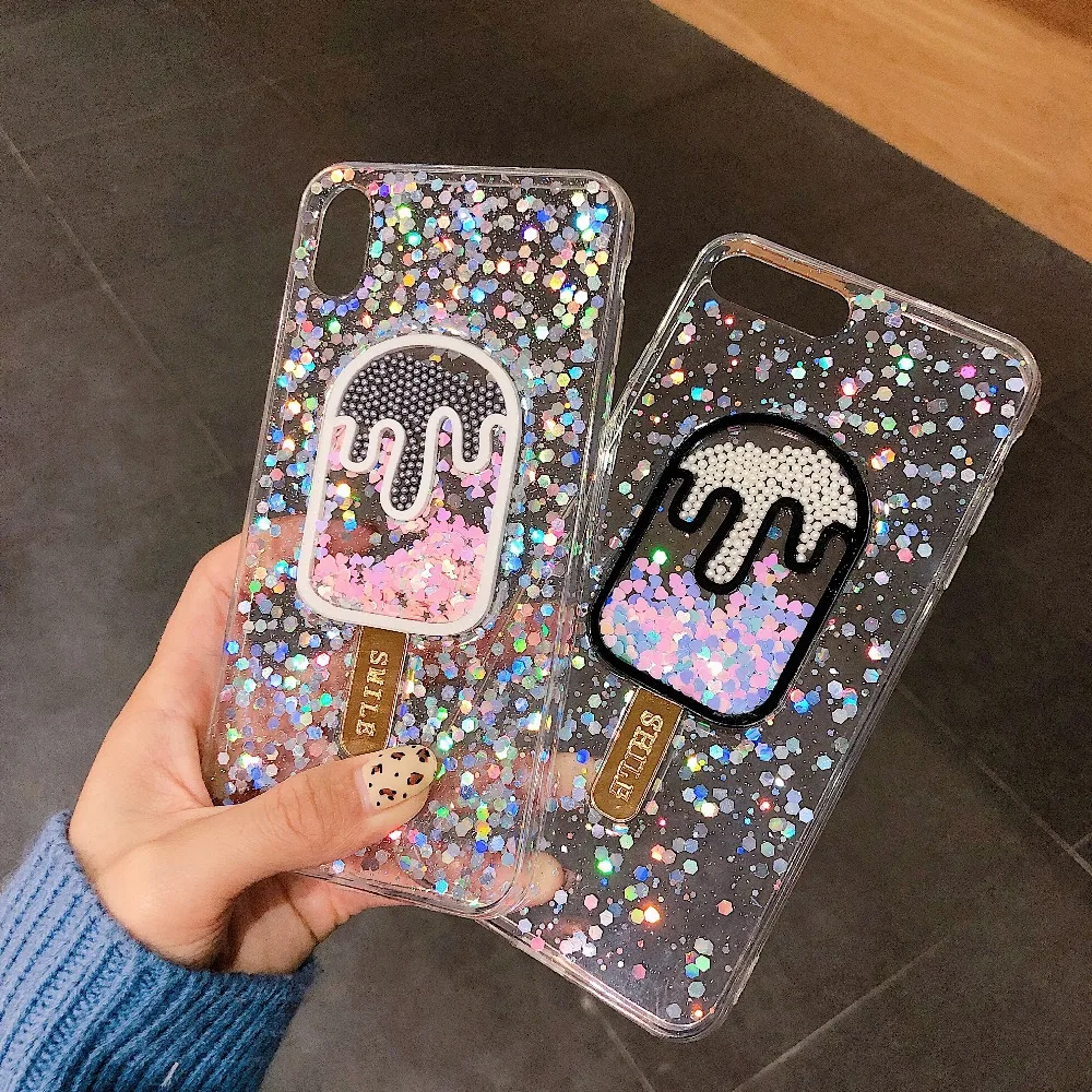 Cartoon ice cream Quicksand Phone Case For iPhone X XS XR
