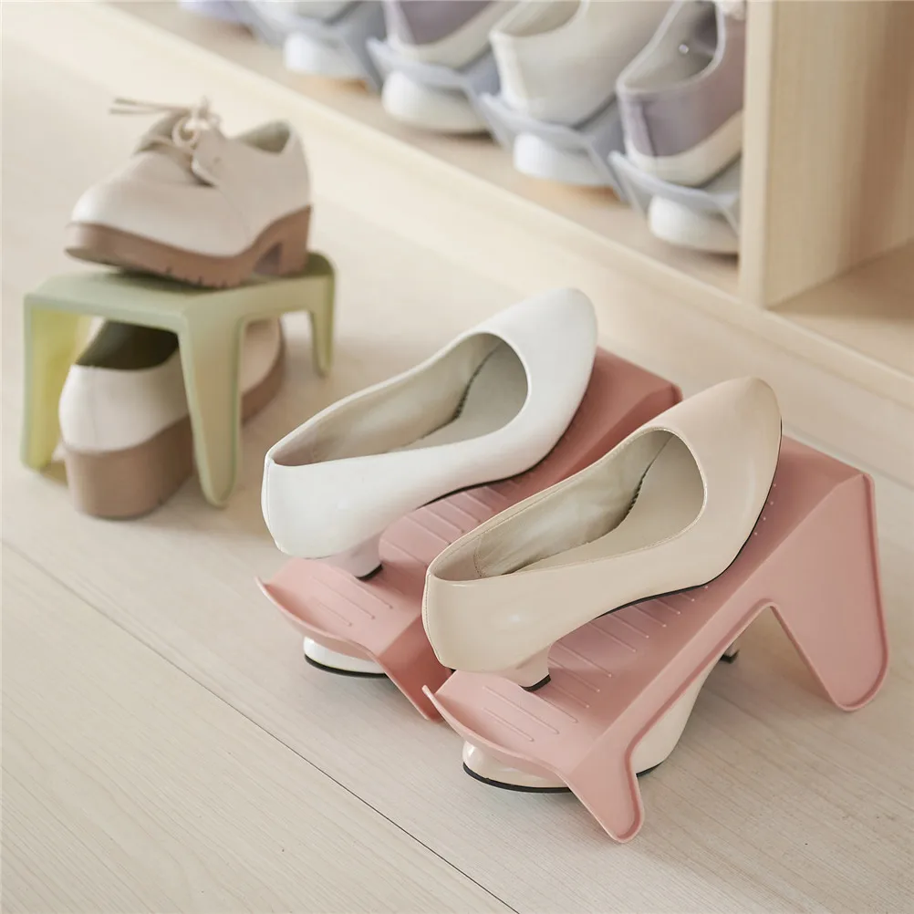 1pc Display Rack Shoes Organizer Space-Saving Plastic Storage Rack On Stock Support Chaussure Schoenen Multi-Colors