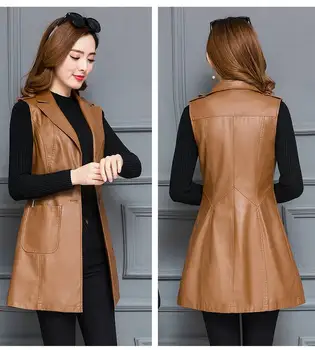 

Size M-4XL 2020 Spring And Autumn New Fashion Casual Leather Jacket Women Ladies Coats Plus Size 4XL Woman Leather Vests