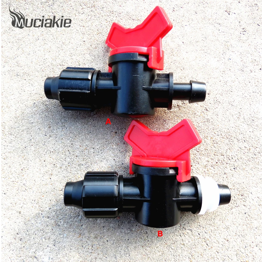 MUCIAKIE Coupling Pipe Switch Valve to Connect Drip Tape 5/8" Loc x to connect 8mm 15mm PE PVC Hose for Driptape Greenhose