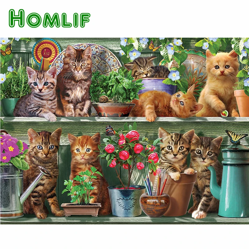 Homlif كامل مربع 5d اليدويه الماس اللوحة ، القط ، خزانة ، الجدار صورة 3d الماس التطريز ، عبر غرزة ، فسيفساء ، والملصقات ، لغز