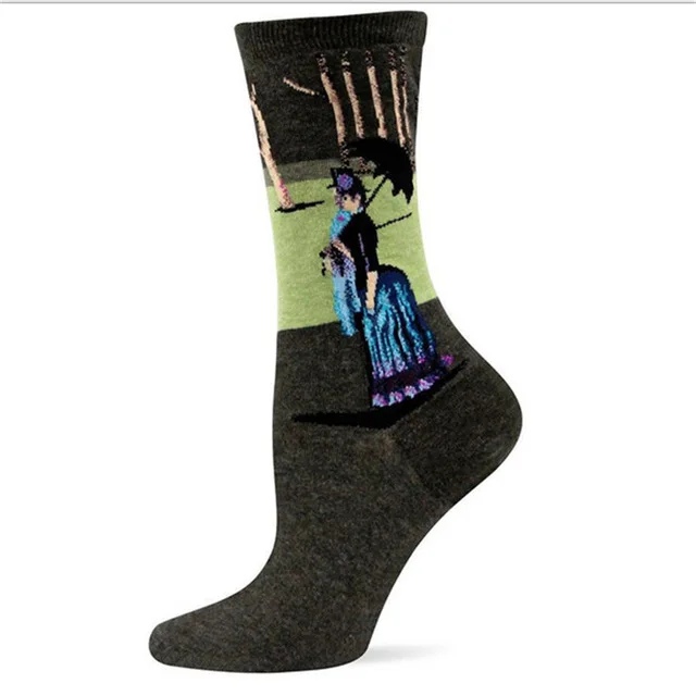 Ван Гог модные художественные носки Харадзюку, хлопковые носки с набивным рисунком для женщин и мужчин, короткие носки, новинка, забавный рисунок, милый рисунок - Цвет: r01-1-14