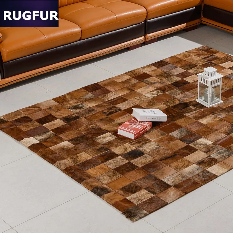 

European-style luxury retro plaid stitching leather living room carpet bedroom carpet floor mats covered den villa