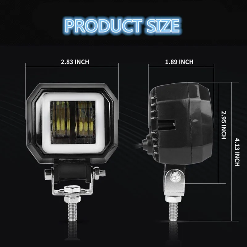 Светодиодный рабочий свет 3 дюйма 20 Вт 12V24V водонепроницаемый квадратный ангельские глазки вождения Pods внедорожный автомобиль лодка светодиодный свет бар ATV 6500 K(2 шт