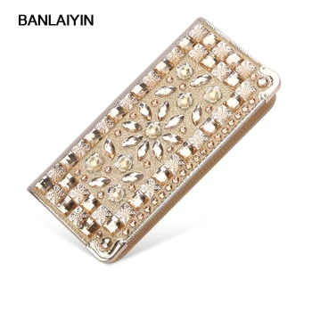 

Fashion Long PU Leather Women Wallets Zipper Classic Female Clutch Ladies Diamond Wallet Women Purse Clutch
