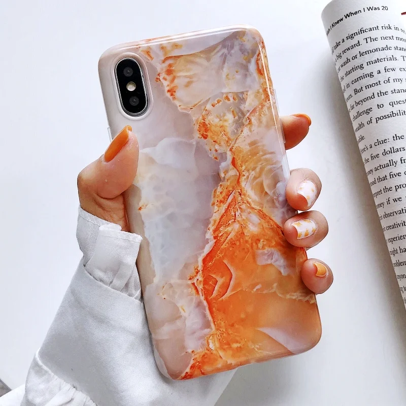 Для 6 s ржавчина красный мраморный чехол для coque iphone 7 xs max мягкая гранитная печать