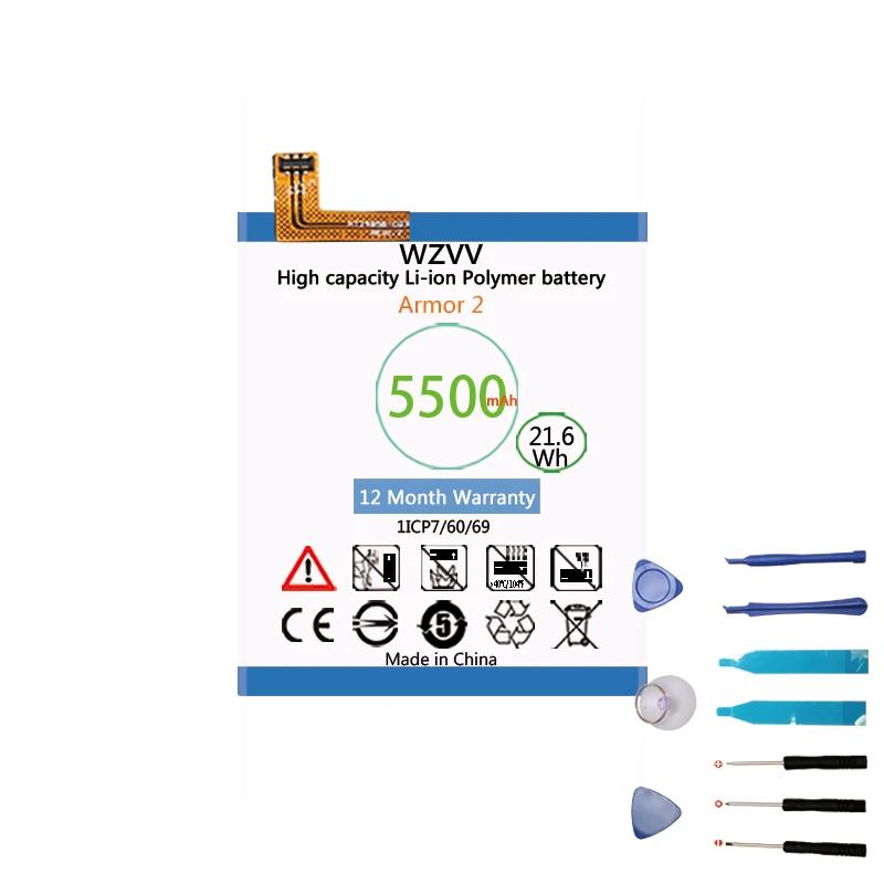 

wzvv 5500mAh Replacement Battery for Ulefone armor 2 Smart Phone Batteries