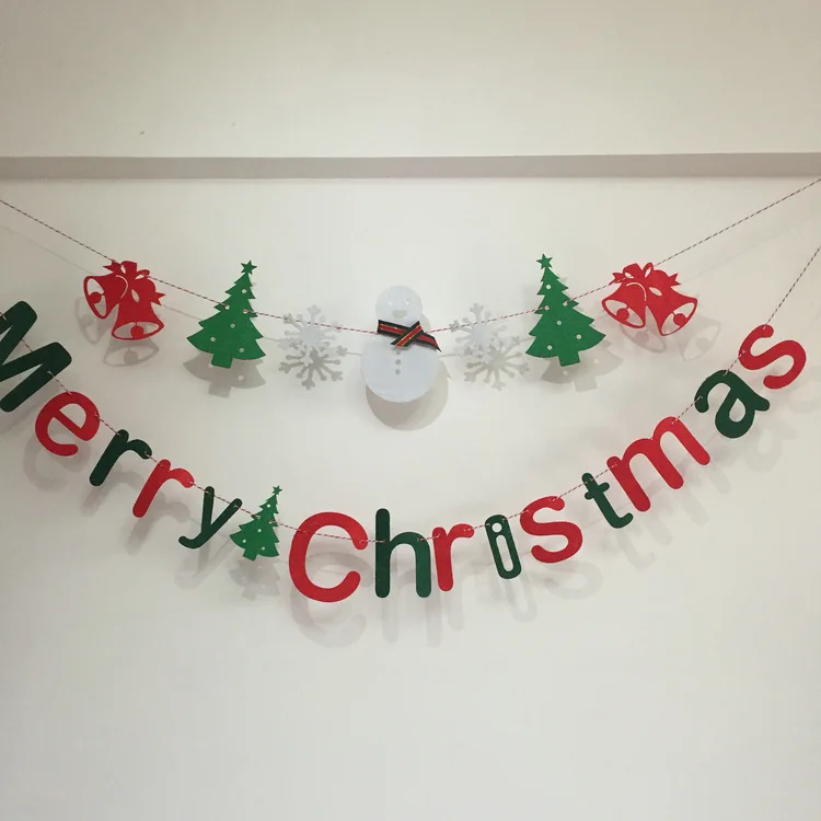 New Felt Fabric Merry Christmas Letter Banner Bunting Garlands DIY