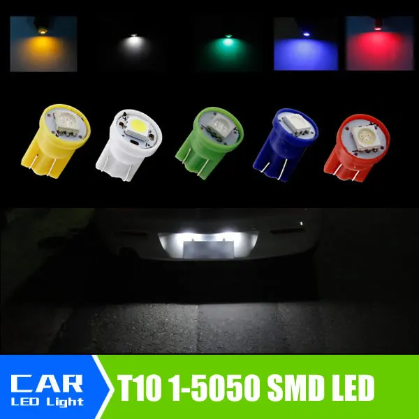 

20pcs/lot Car LED LIGHT T10 194 168 W5W SMD 1 5050-Led Turn Rear Signal Light White/Yellow/Red/Blue/Green