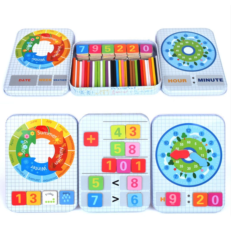 BU_ Kids Montessori Wooden Math Number Game Sticks Puzzle Early Educational Toy 