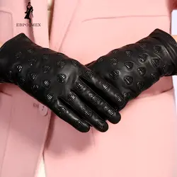Новые Модные кожаные перчатки Осенние и зимние женские кожаные перчатки из натуральной кожи короткие кожаные перчатки женские EBPO MEX