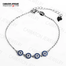 Nueva Moda Lucky Hamsa Turquía Cuatro Mini Evil Eye Auténtica plata de Ley 925 Pulsera de Plata