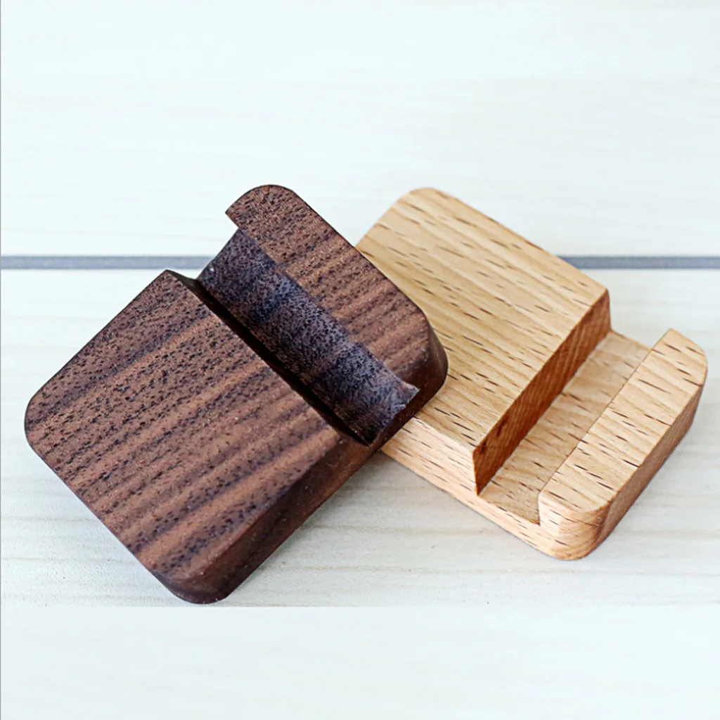 2 Colors Universal Solid Wood Mount Stand Cradle Portable Phone Holder for Car Cell Stand Mount Home Office Use