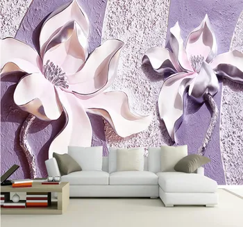 

Large Murals Purple Flower Wallpaper Murals for Sofa TV Background 3d wall photo murals 3D Flower Wall paper decor