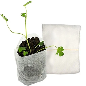 

100pcs Plant Fiber Nursery Pots Seedling Raising Bag Plants Holder Garden Supply Non-woven Seedling Bag 8*10cm