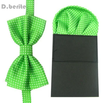 

Men's Lime Pre tied Bowtie Party Polka Dot Hanky Handkerchief Bow Tie FJBW10