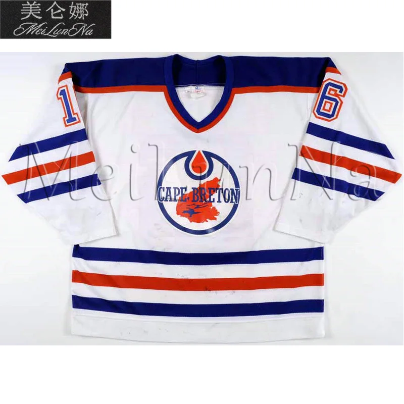

MeiLunNa Custom AHL Cape Breton Oilers Hockey Jerseys 37 McAmmond 25 Shjon Podein 18 Leroux 12 Wright Sewn On Any Name NO. Size
