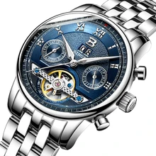 Switzerland BINGER men s watch luxury brand Tourbillon multiple functions water resistant Mechanical Wristwatches B 8603M